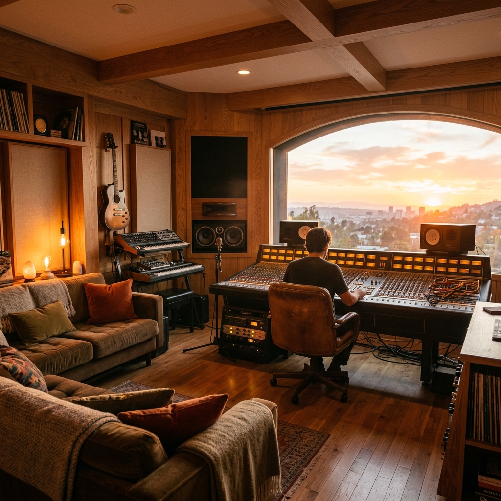 Minimalist recording studio sanctuary